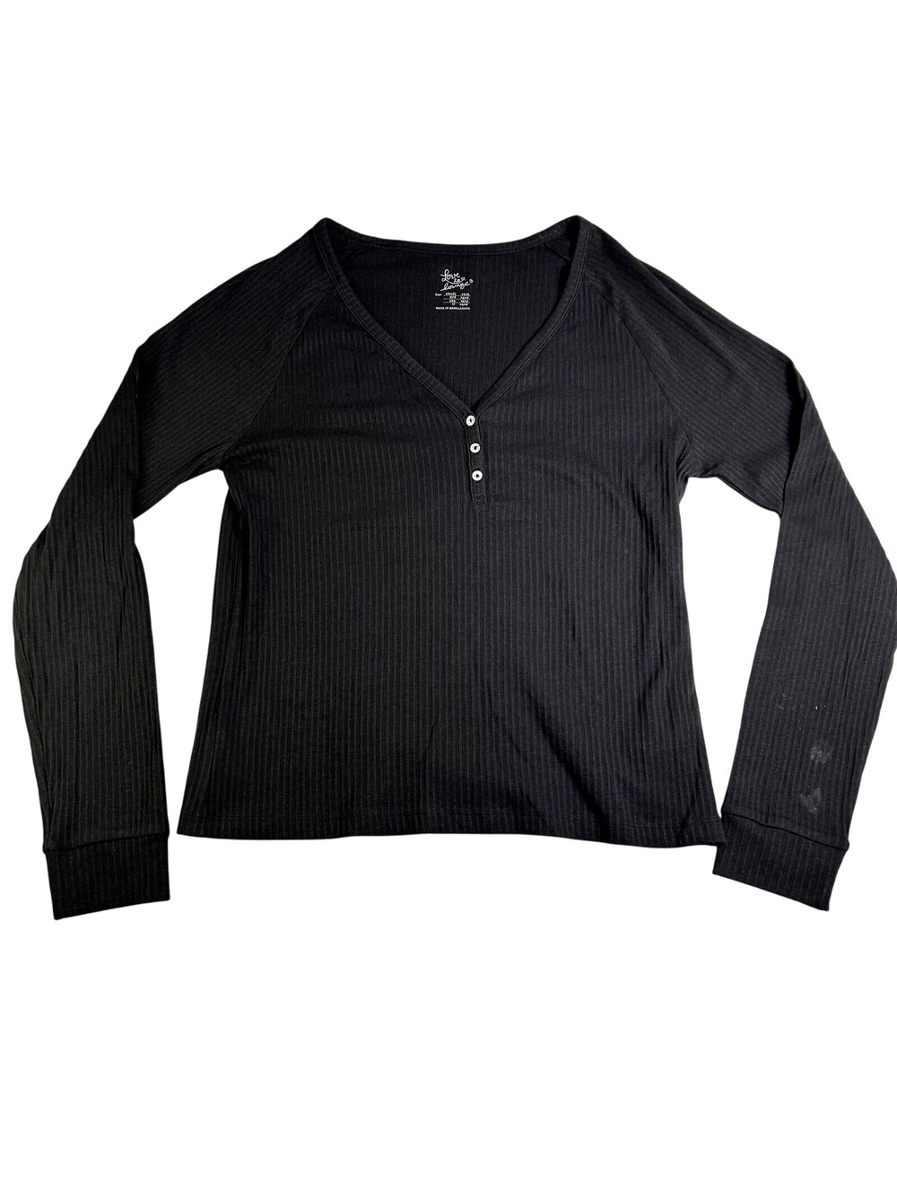 NWOT Y2K Love To Lounge Ribbed Knit Henley Women's Large Twilight Cozy Grunge